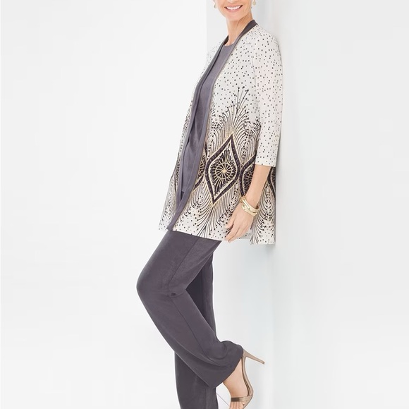 Chico’s Travelers Collection Foiled Peacock Jacket - Picture 2 of 15